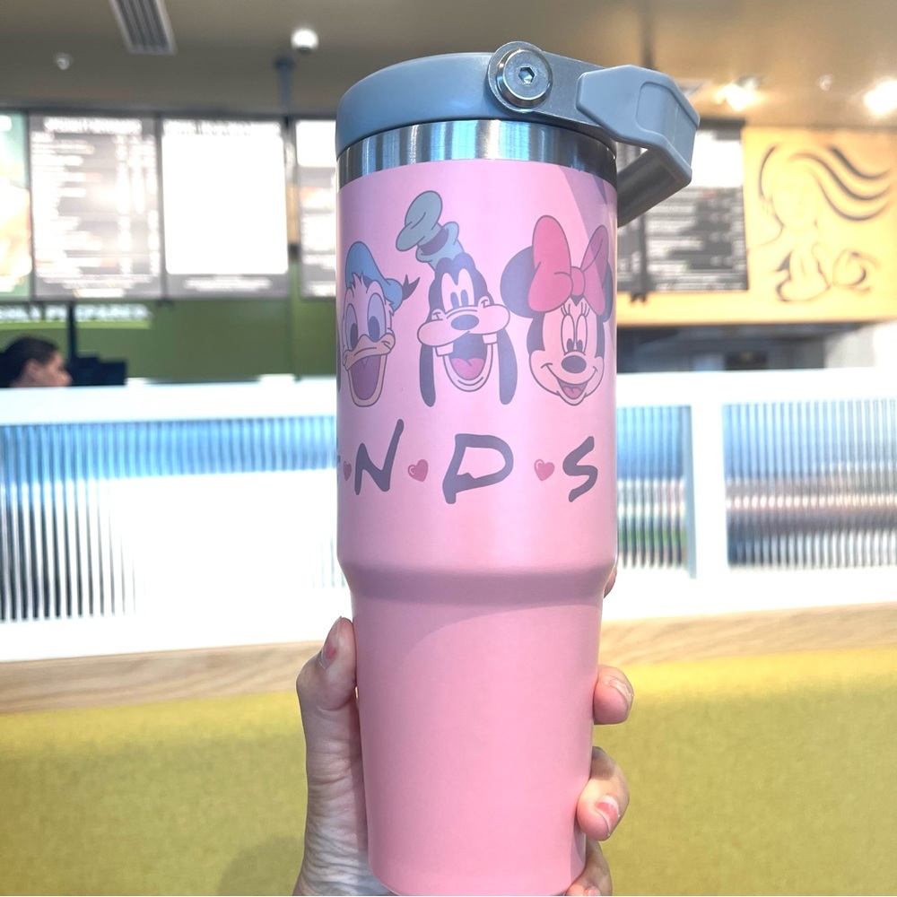 Disney Mickey Friends pink 30 oz Leakproof tumbler with hand carry handle. Brand - Picture 2 of 7